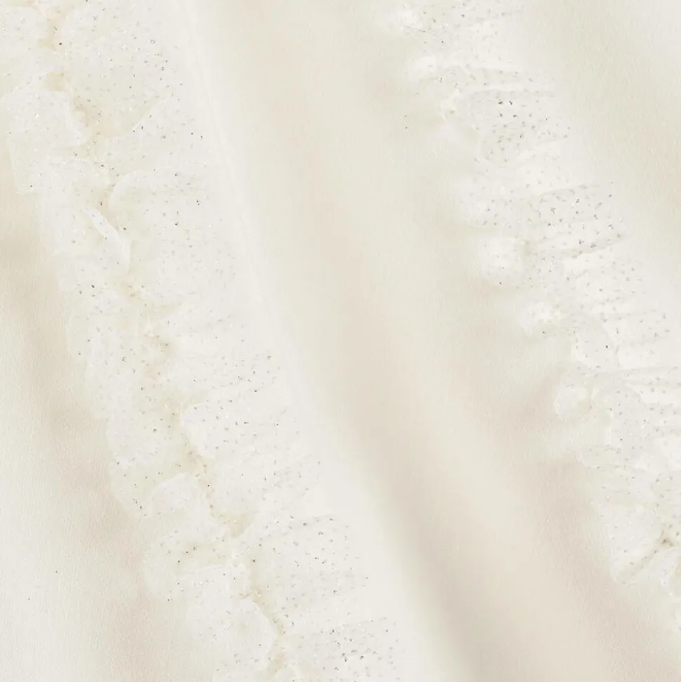 Girls Ivory Glittery Ruffle Dress