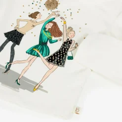 Girls Ivory Graphic Print Cotton Top