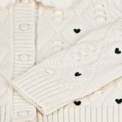 Girls Ivory Heart Cardigan