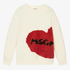 Girls Ivory Heart Sweater