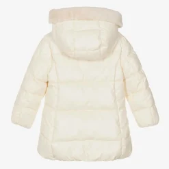 Girls Ivory Hooded Puffer Coat
