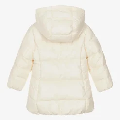Girls Ivory Hooded Puffer Coat