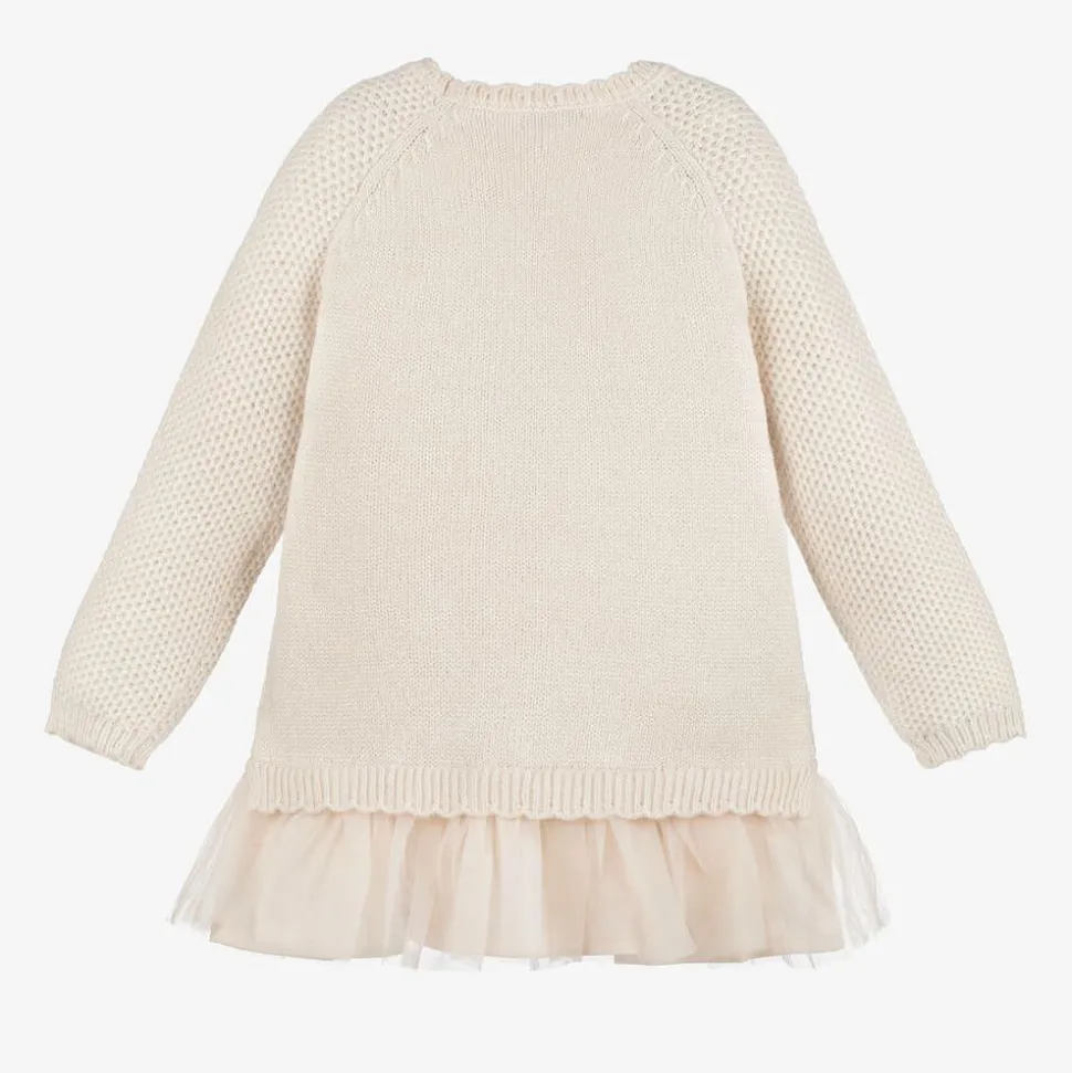 Girls Ivory Knitted Dress