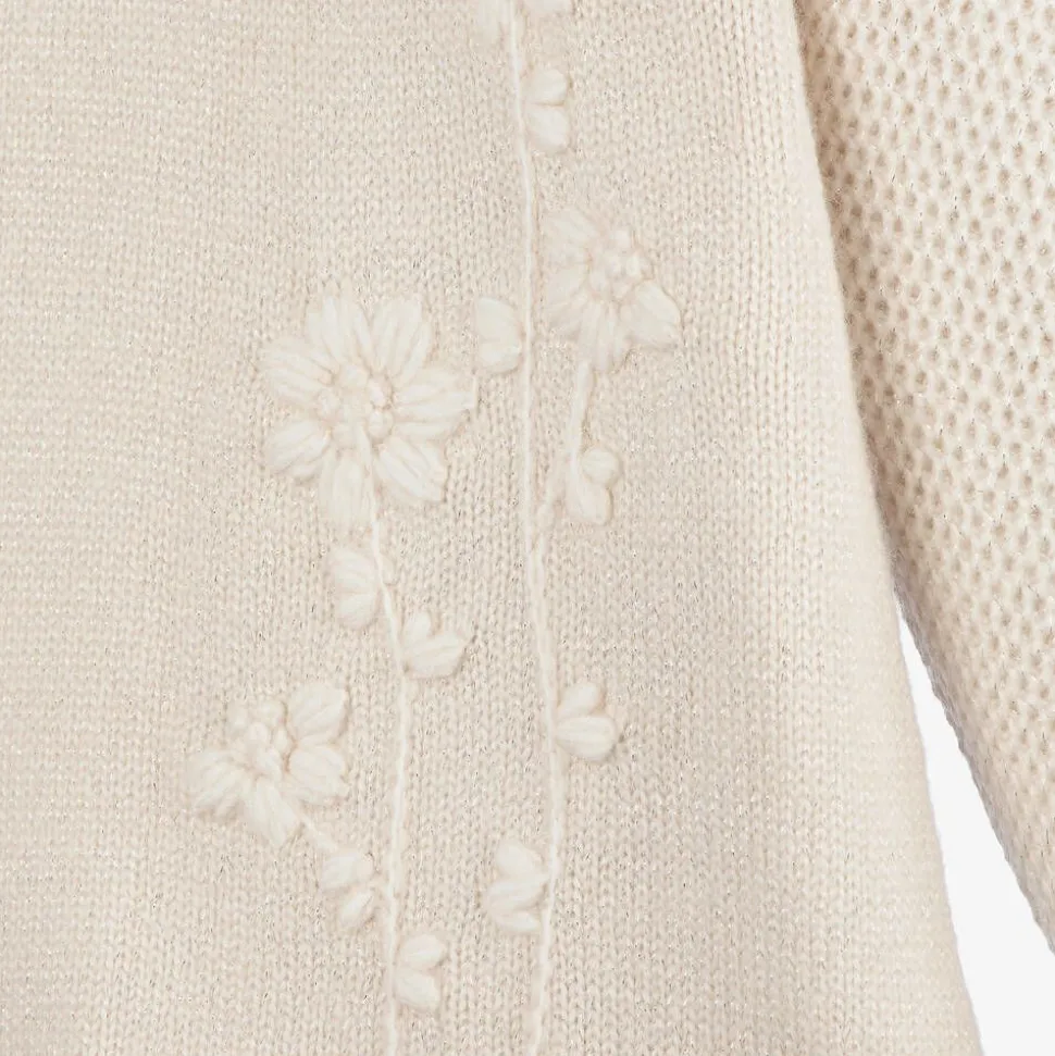 Girls Ivory Knitted Dress