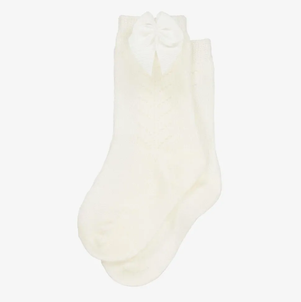 Girls Ivory Knitted Socks