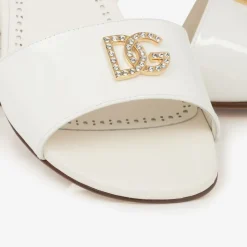 Girls Ivory Leather DG Heeled Sandals