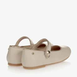 Girls Ivory Leather Pumps