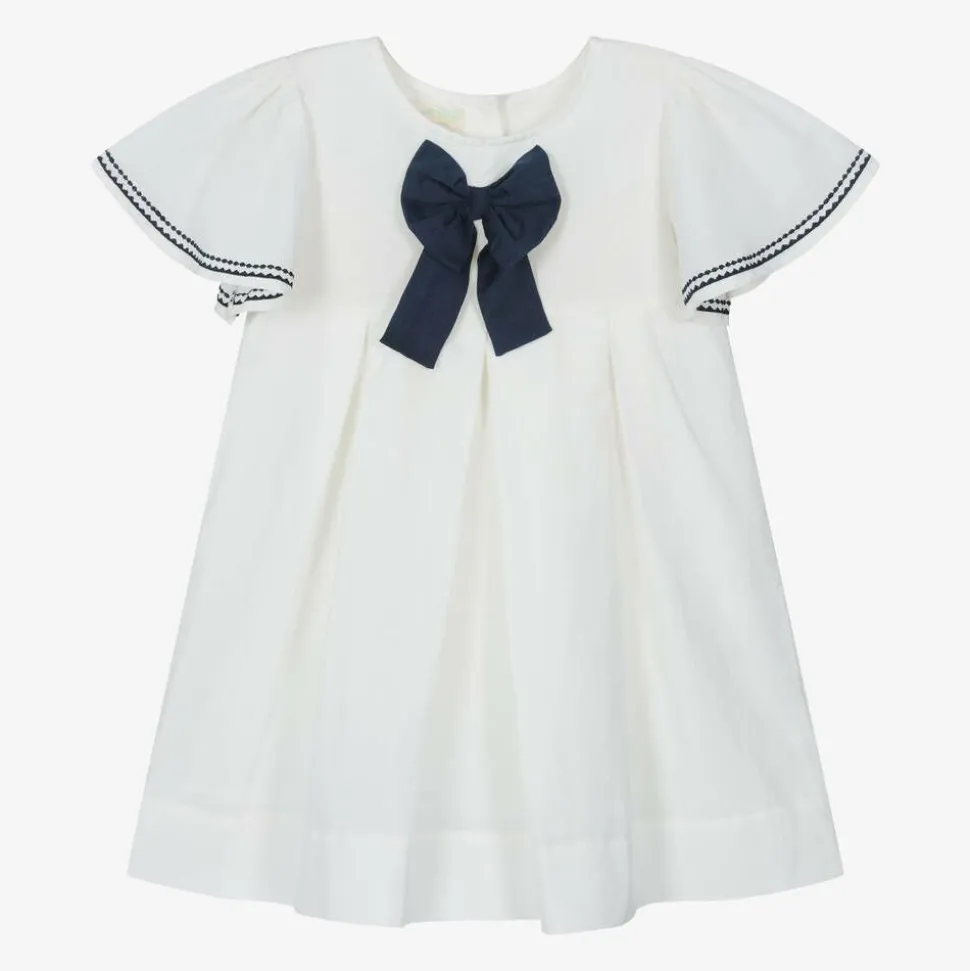Girls Ivory Linen & Cotton Dress