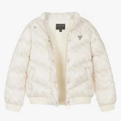 Girls Ivory Monogram Puffer Jacket