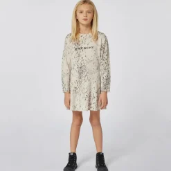 Girls Ivory Ocelot Print Wool Dress