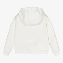 Girls Ivory Padded Cotton Zip-Up Top