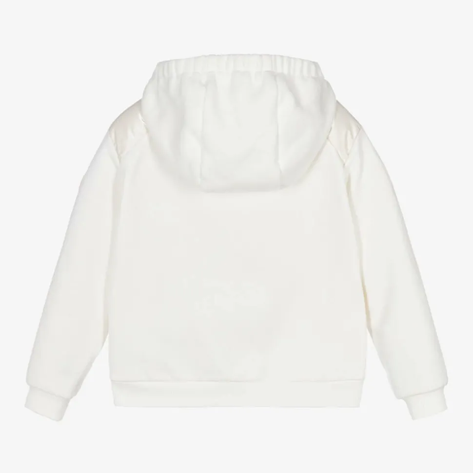 Girls Ivory Padded Cotton Zip-Up Top