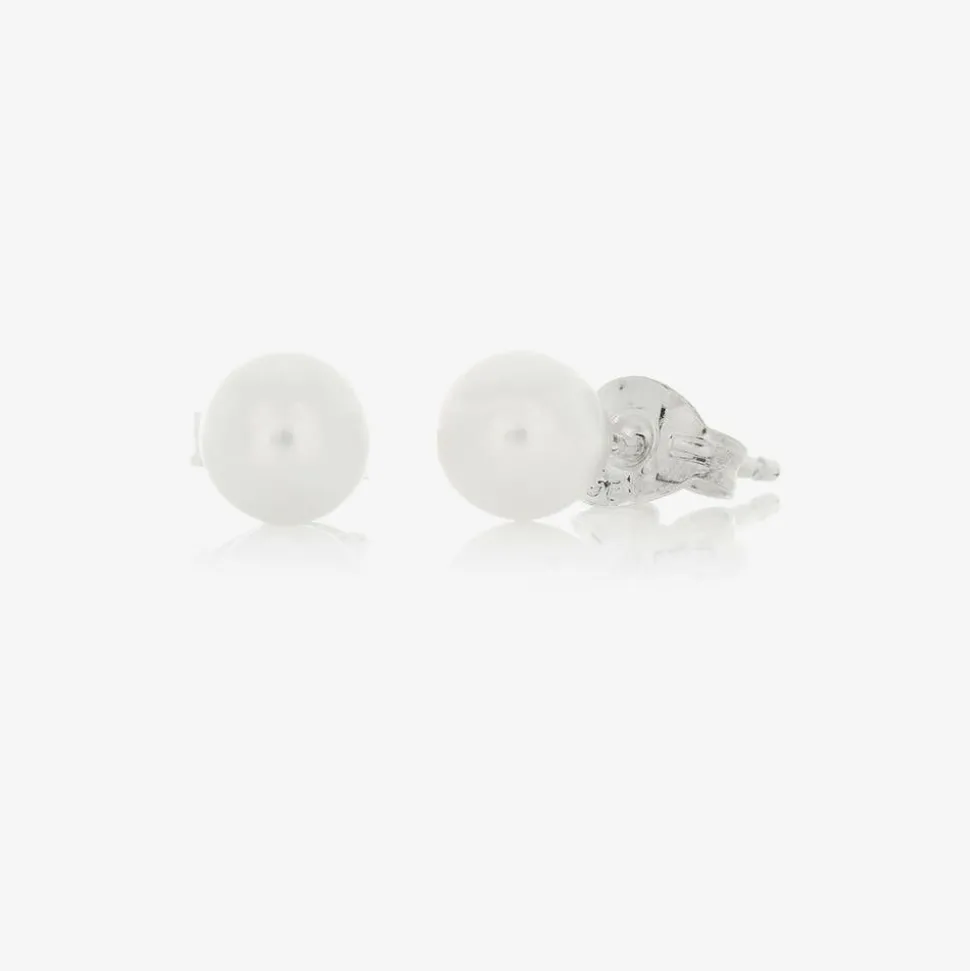 Girls Ivory Pearl Earrings (5mm)
