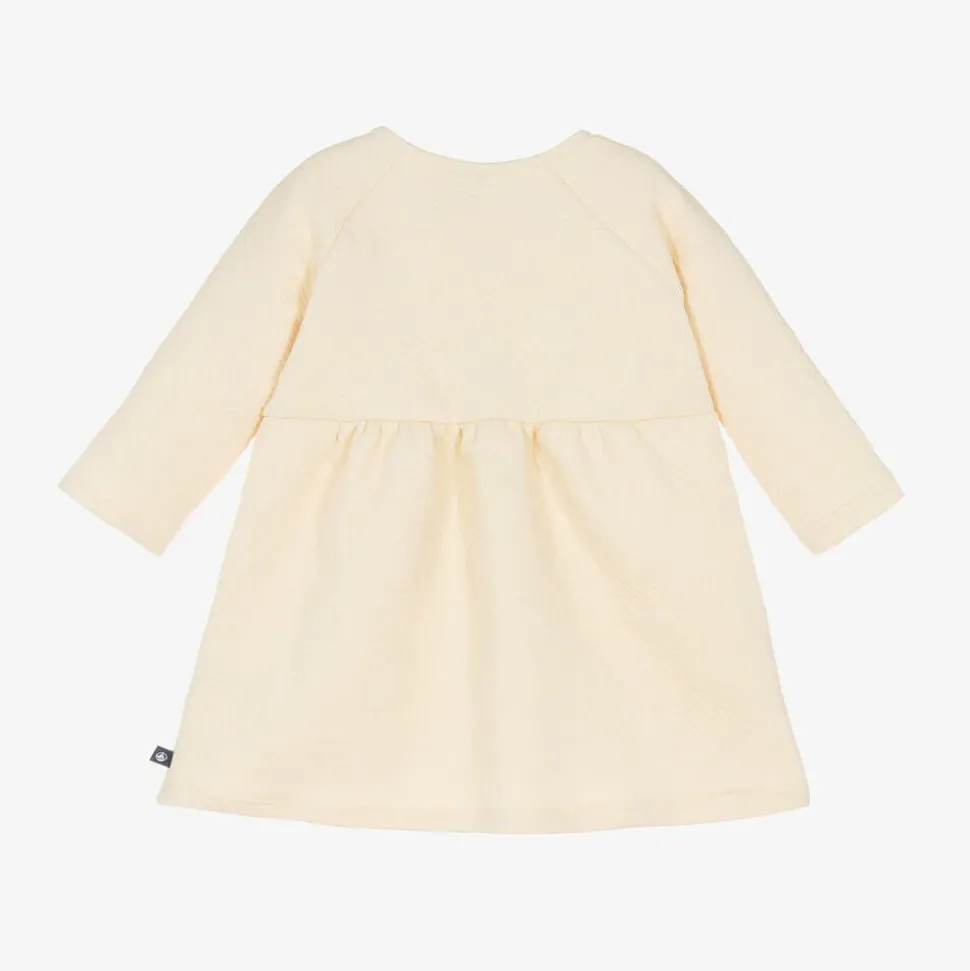 Girls Ivory Quilted Heart Cotton Dress