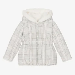 Girls Ivory Reversible Faux Fur Jacket