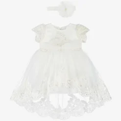 Girls Ivory Satin & Tulle Dress Set