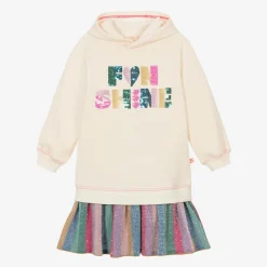 Girls Ivory Sequin Hooded Dress