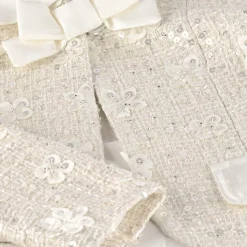 Girls Ivory Sequin Tweed Jacket