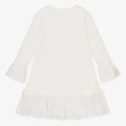 Girls Ivory Snowflake Cotton Dress