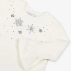 Girls Ivory Snowflake Cotton Dress