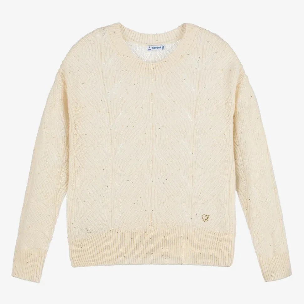 Girls Ivory Sparkle Knit Sweater