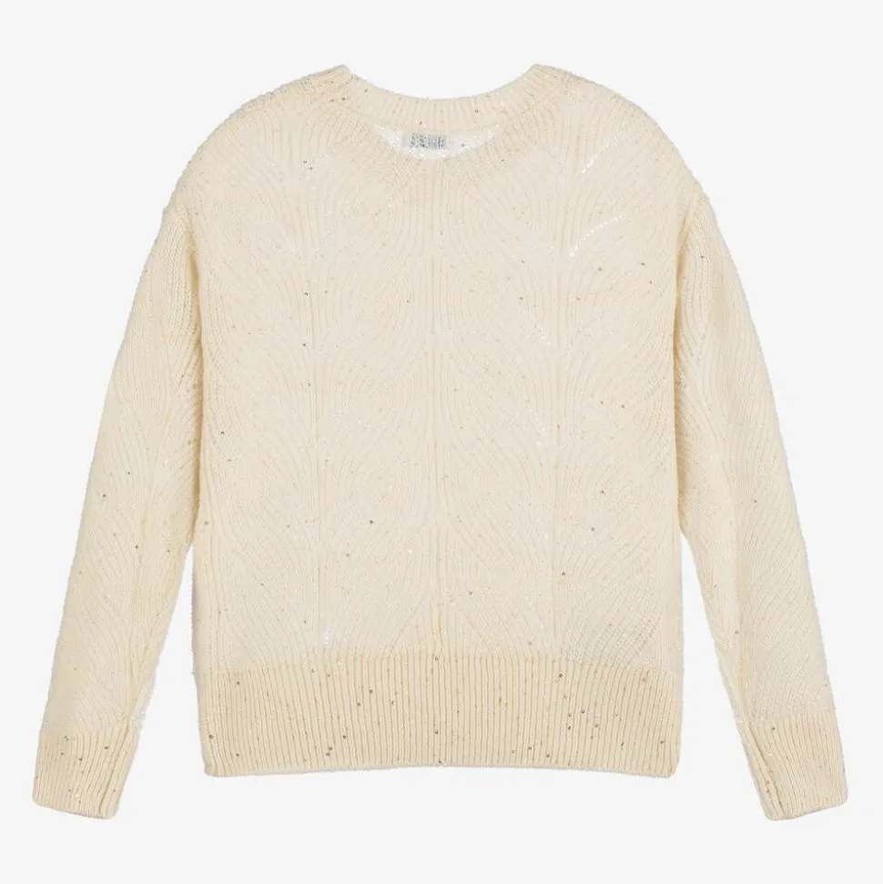 Girls Ivory Sparkle Knit Sweater