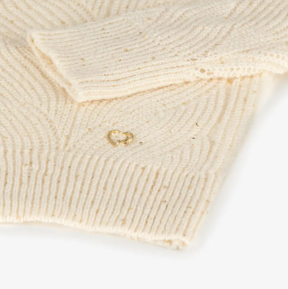 Girls Ivory Sparkle Knit Sweater