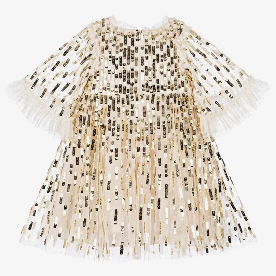 Girls Ivory Tulle & Sequin Dress