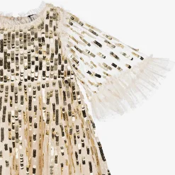 Girls Ivory Tulle & Sequin Dress