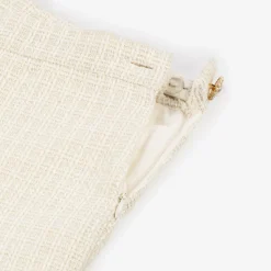 Girls Ivory Tweed Trouser Set