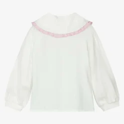 Girls Ivory Viscose Collared Blouse