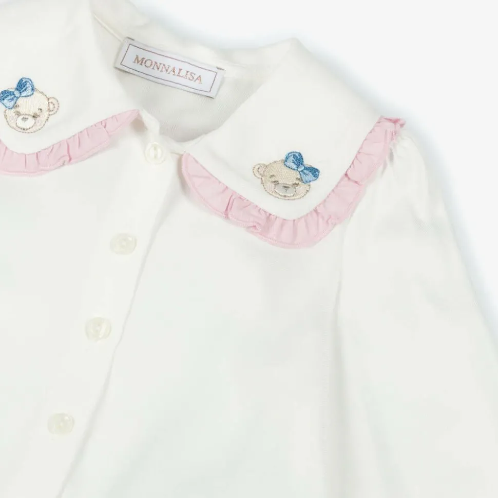 Girls Ivory Viscose Collared Blouse