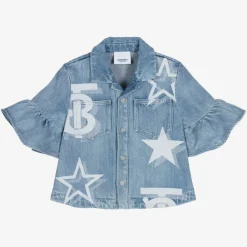 Girls Light Blue Denim Logo Blouse