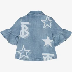 Girls Light Blue Denim Logo Blouse