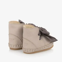 Girls Lilac Beige Suede Leather Pre Walkers