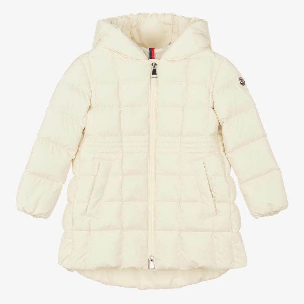 Girls Long Ivory Arina Puffer Parka Coat