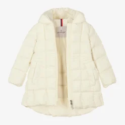 Girls Long Ivory Arina Puffer Parka Coat