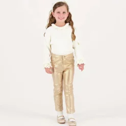 Girls Metallic Gold Jeggings