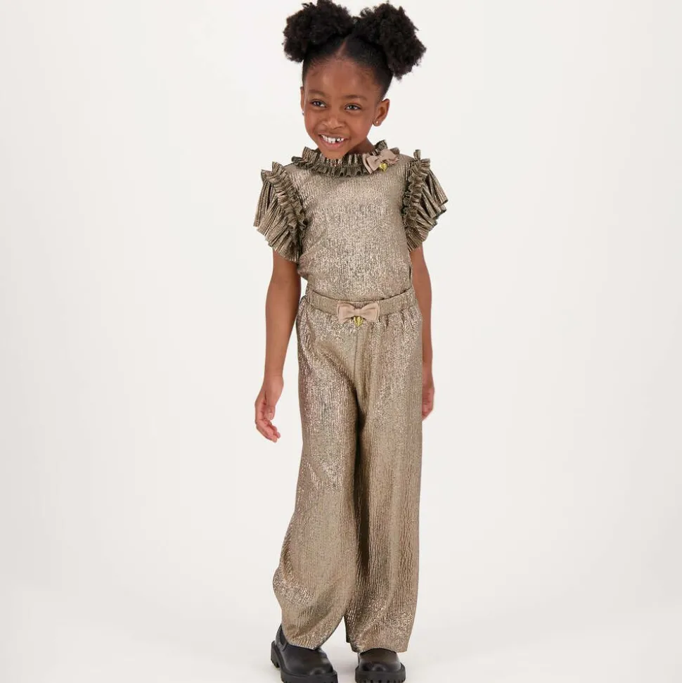 Girls Metallic Gold Jersey Trouser Set