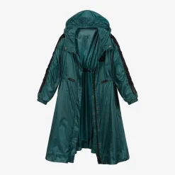 Girls Metallic Green Hooded Coat