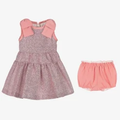 Girls Metallic Pink Glitter Dress