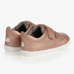 Girls Metallic Pink Leather Trainers