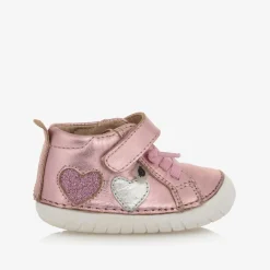 Girls Metallic Pink Leather First Walkers