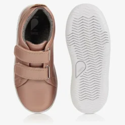 Girls Metallic Pink Leather Trainers