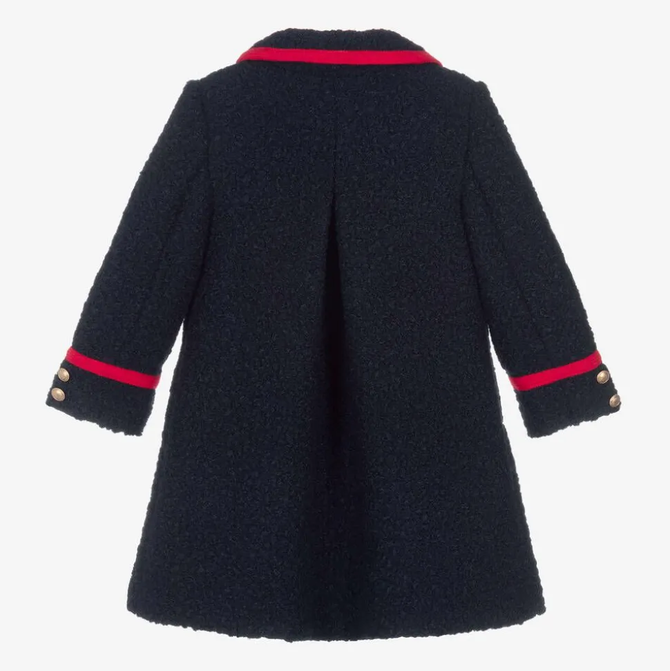 Girls Navy Blue Bouclé Coat