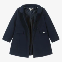 Girls Navy Blue Collared Coat