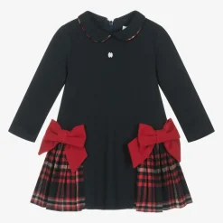 Girls Navy Blue Cotton Dress