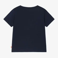 Girls Navy Blue Cotton Heart T-Shirt