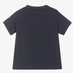 Girls Navy Blue Cotton Logo T-Shirt