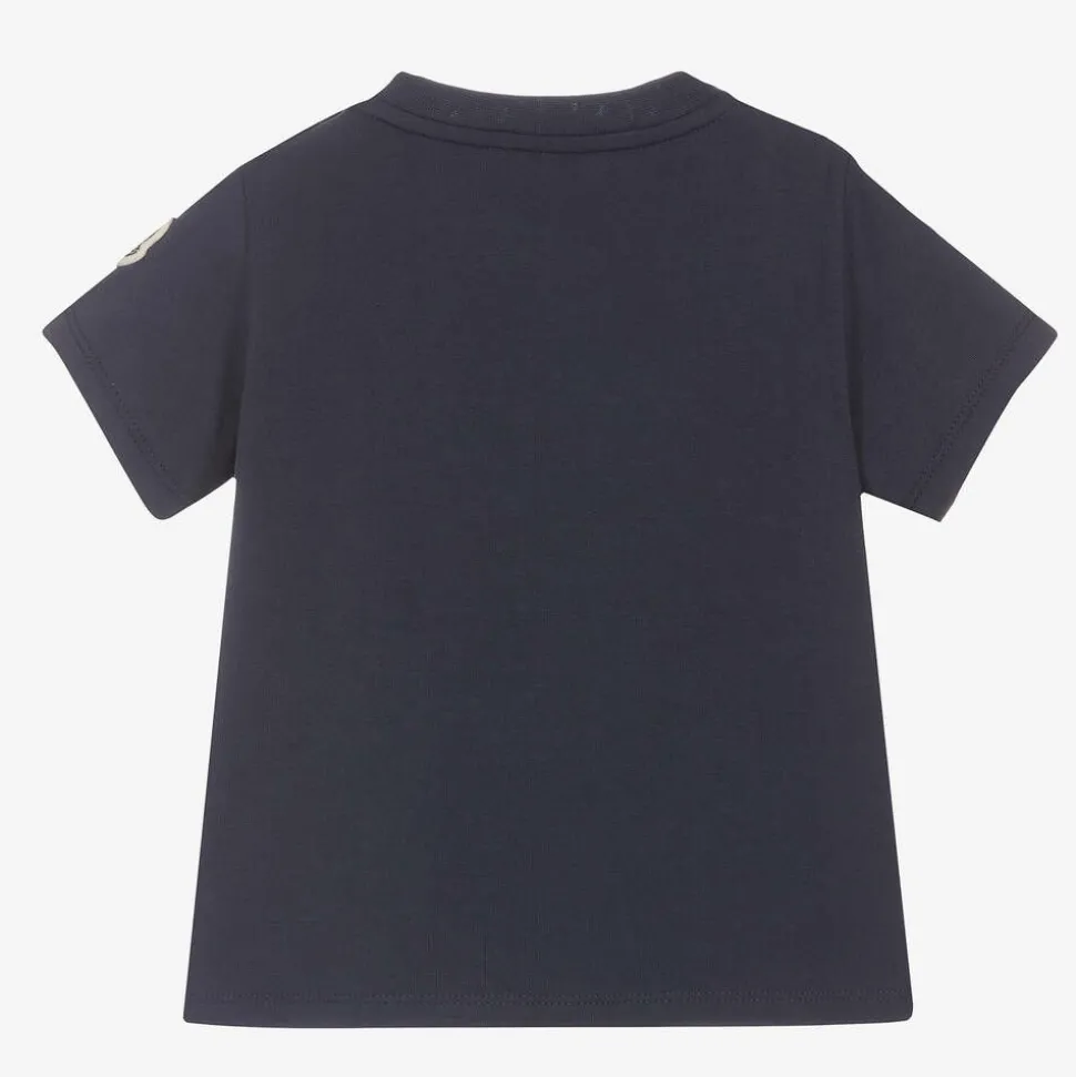 Girls Navy Blue Cotton Logo T-Shirt